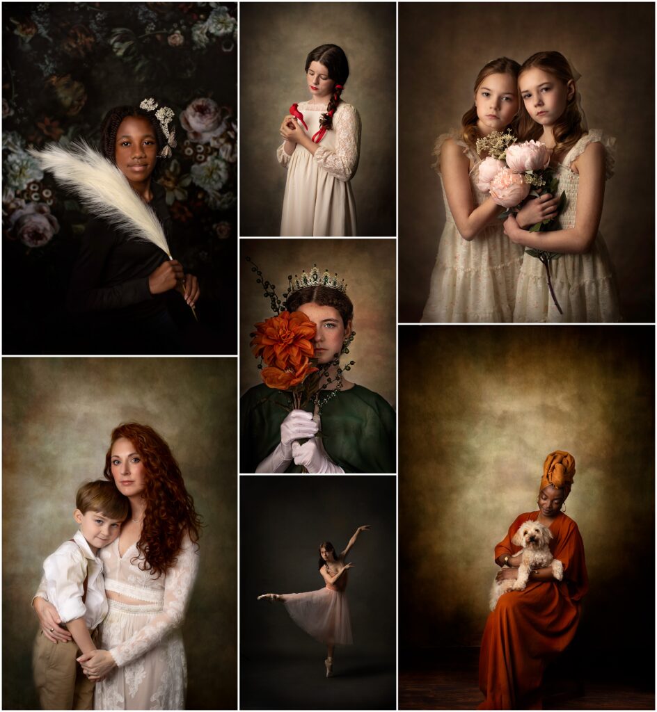 Fine art portrait collage of works done by Kat Jones Creative in her photography studio in Richmond, VA