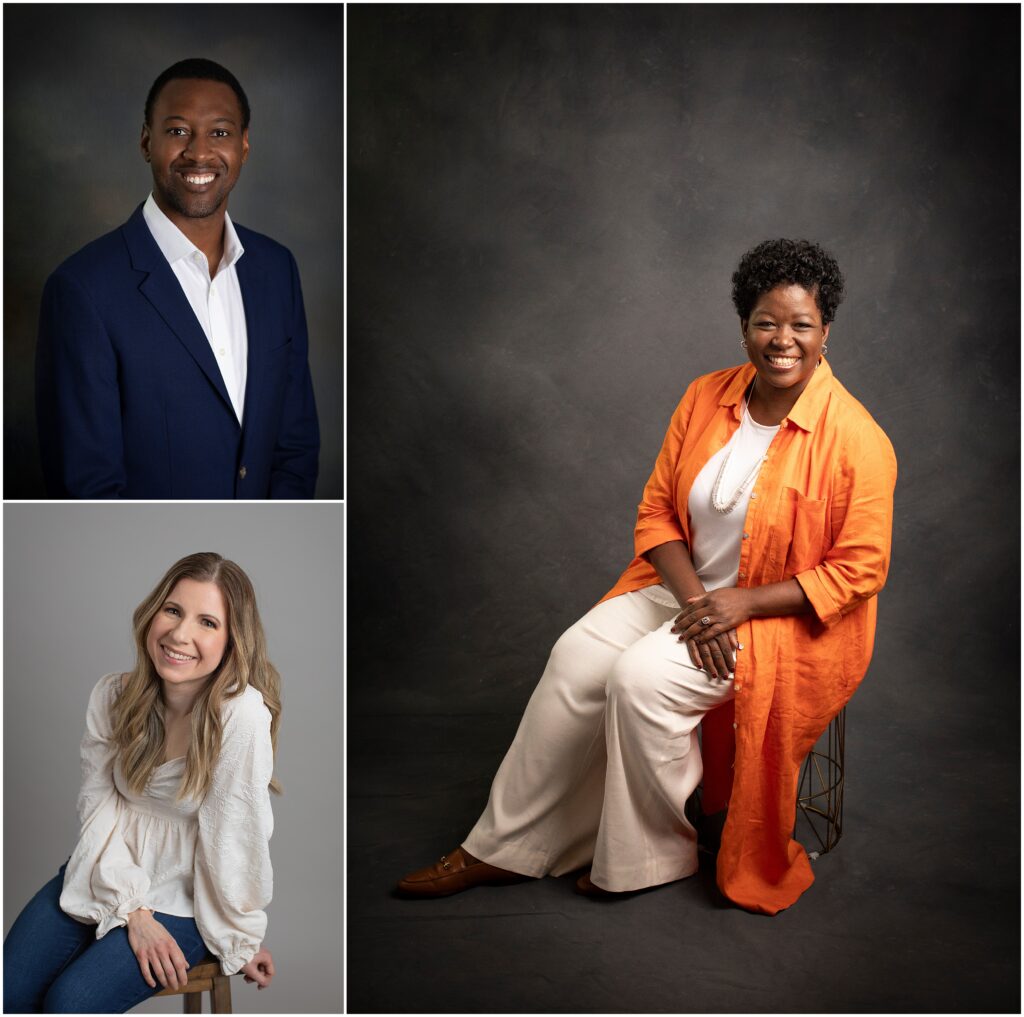 Professional studio headshot examples taken by Kat Jones Creative