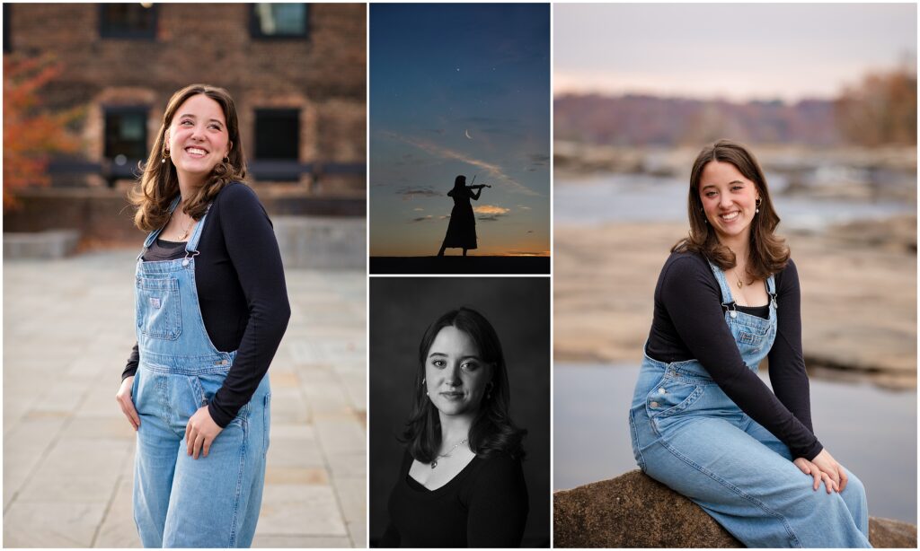 Collage of senior girl portraits  taken at Belle Isle and the Kat Jones Creative Photography studio