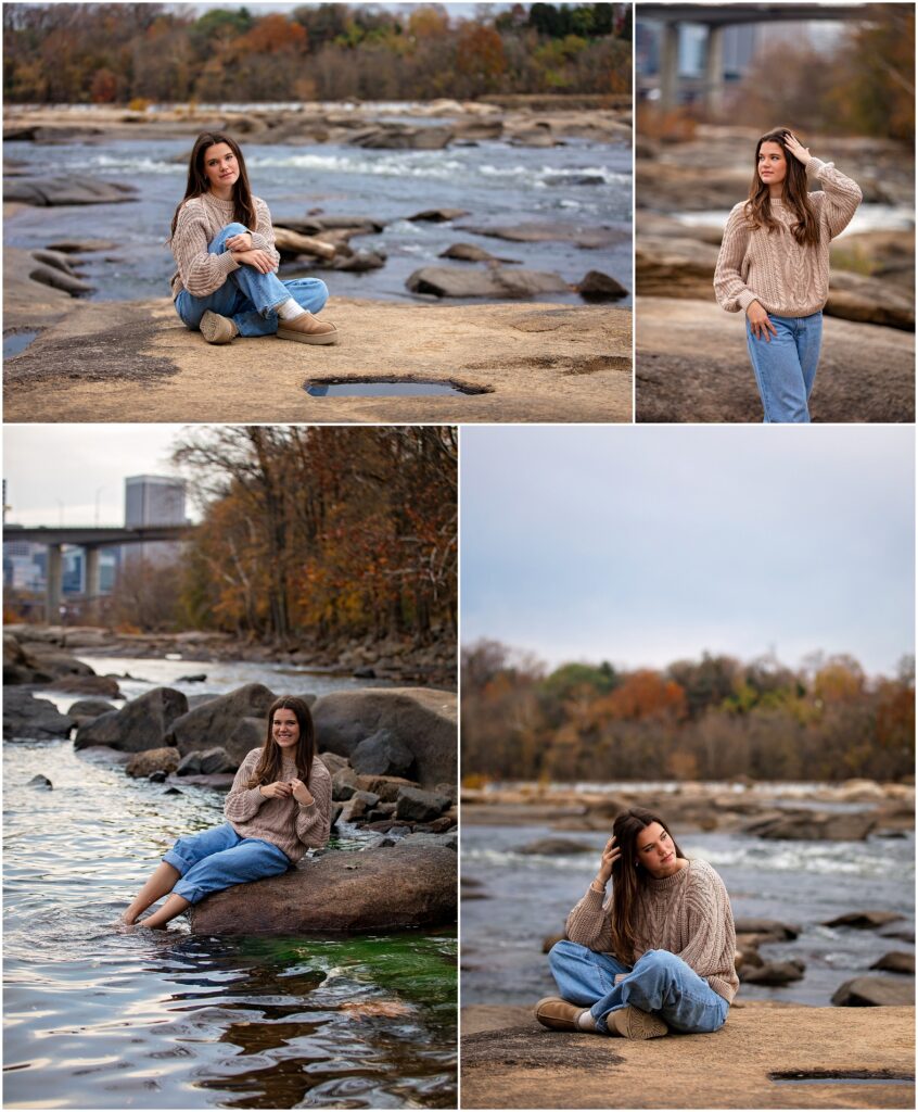 Portraits of senior girl at Belle Isle taken by photographer Kat Jones Creative