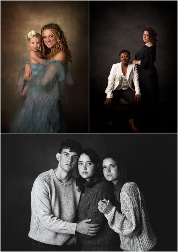 Family portrait fine art sessions taken in the Kat Jones Creative photography studio
