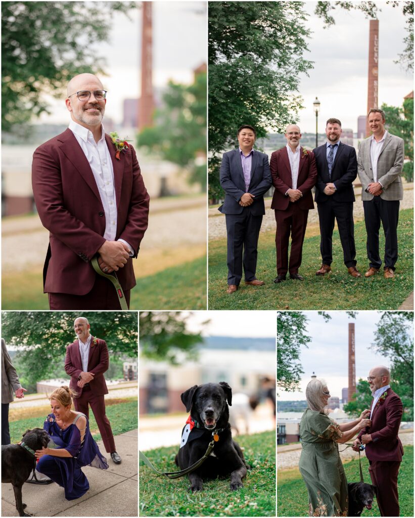 Collage of Richmond wedding party before their elopement ceremony in downtown Richmond, Virginia.