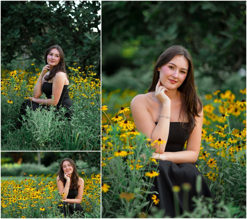 Triptic of Emma's Senior portrait session by photographer Kat Jones.